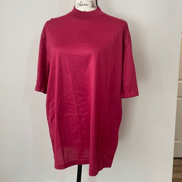 MAUS & HOFFMAN MOCK NECK SHIRT ROMANO COTTON MADE IN ITALY SZ L FUCSIA DEEP - Picture 7 of 16